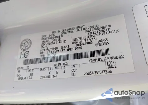 2017 Ford F-150 Xlt z USA, uszkodzony, nr VIN 1FTEW1EF1HFB92030